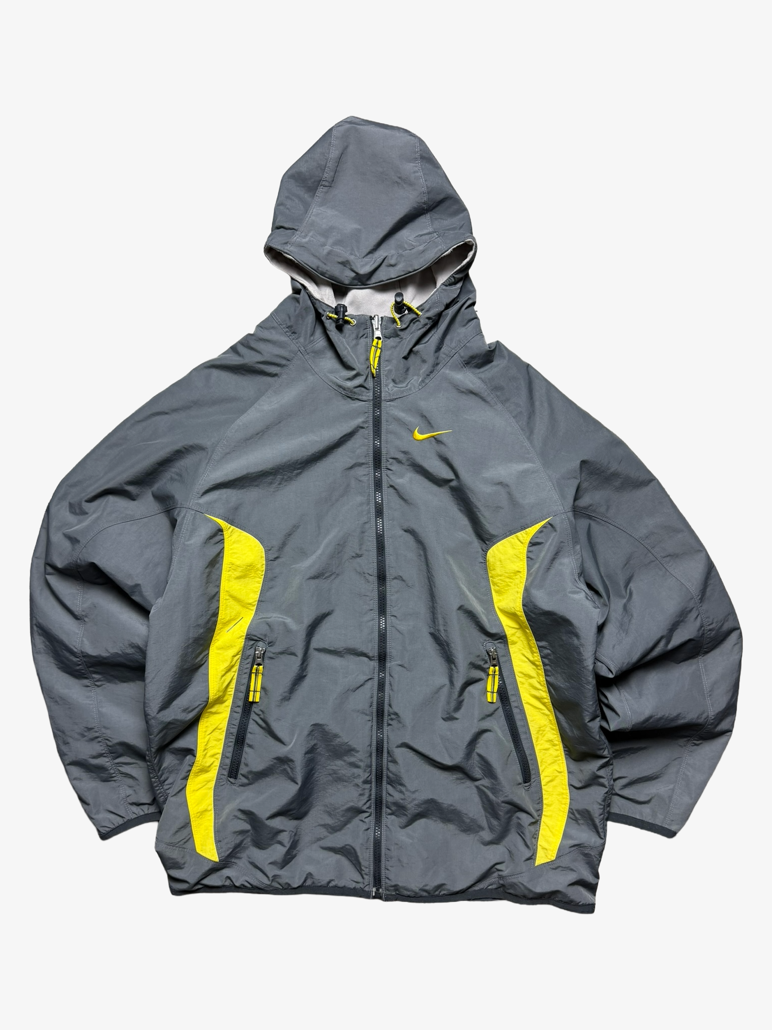Nike Retro Y2K Jacket Grey Yellow Full Zip Vintage