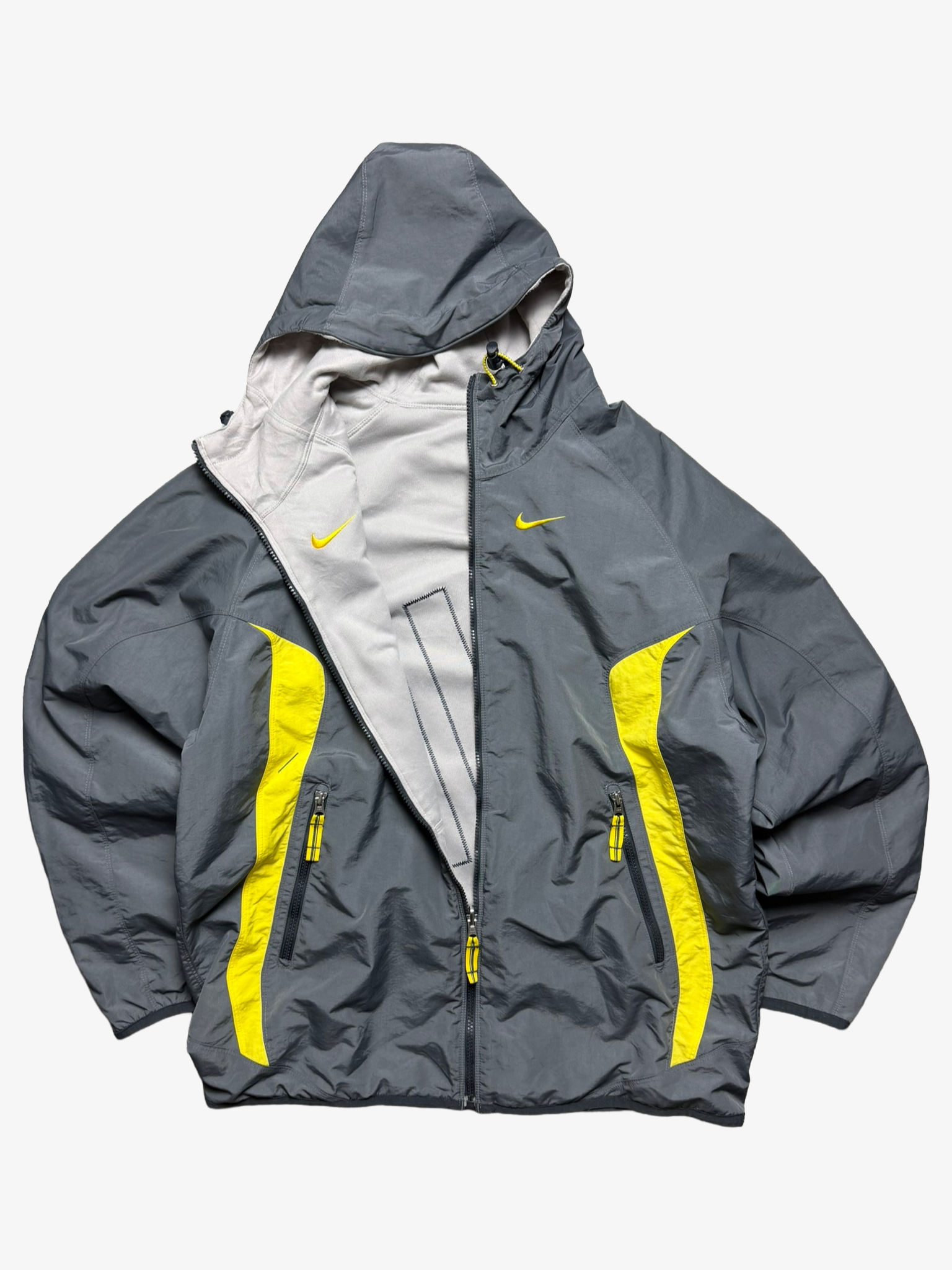 Nike Retro Y2K Jacket Grey Yellow Full Zip Vintage